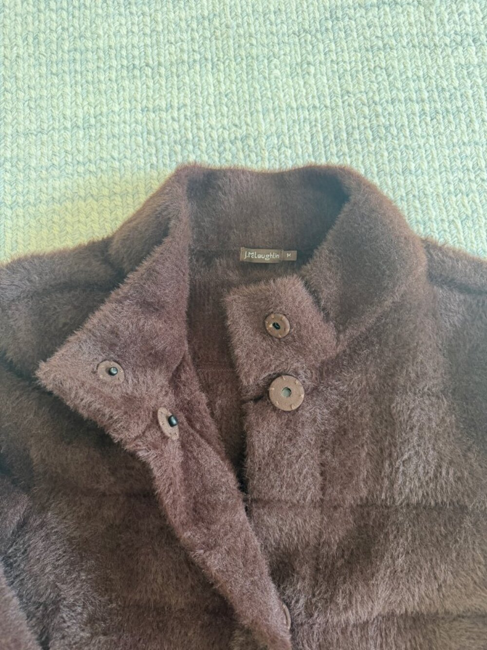 J. McLaughlin Tripp Chocolate Brown Car Coat Sweater with Snap Closure Medium - Picture 2 of 2
